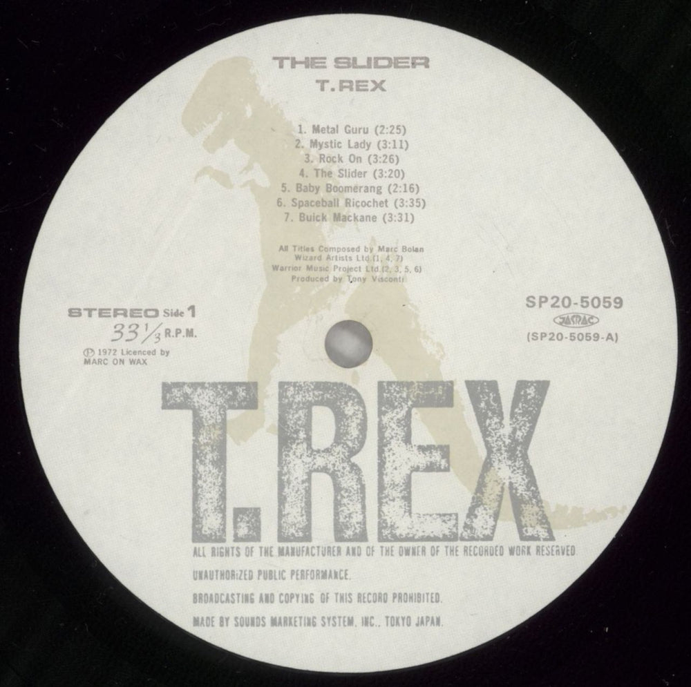 T-Rex / Tyrannosaurus Rex The Slider Japanese vinyl LP album (LP record) REXLPTH210616