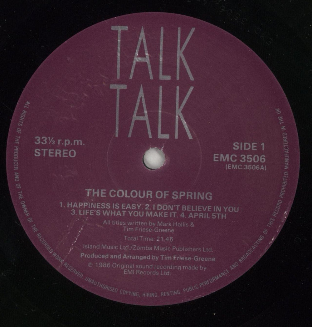 Talk Talk The Colour Of Spring - 1st - VG UK vinyl LP album (LP record) TTKLPTH777467