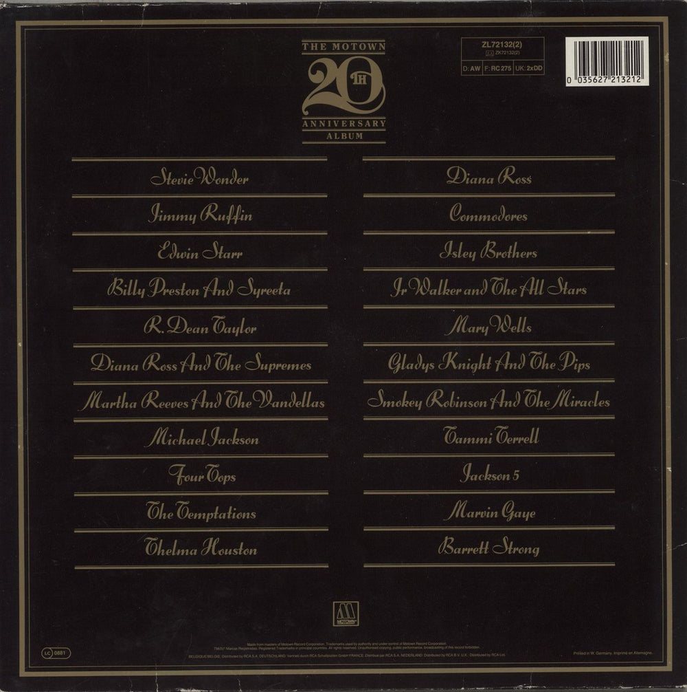 Tamla Motown The Motown 20th Anniversary Album - Hype Stickered Sleeve German 2-LP vinyl record set (Double LP Album) 035627213212