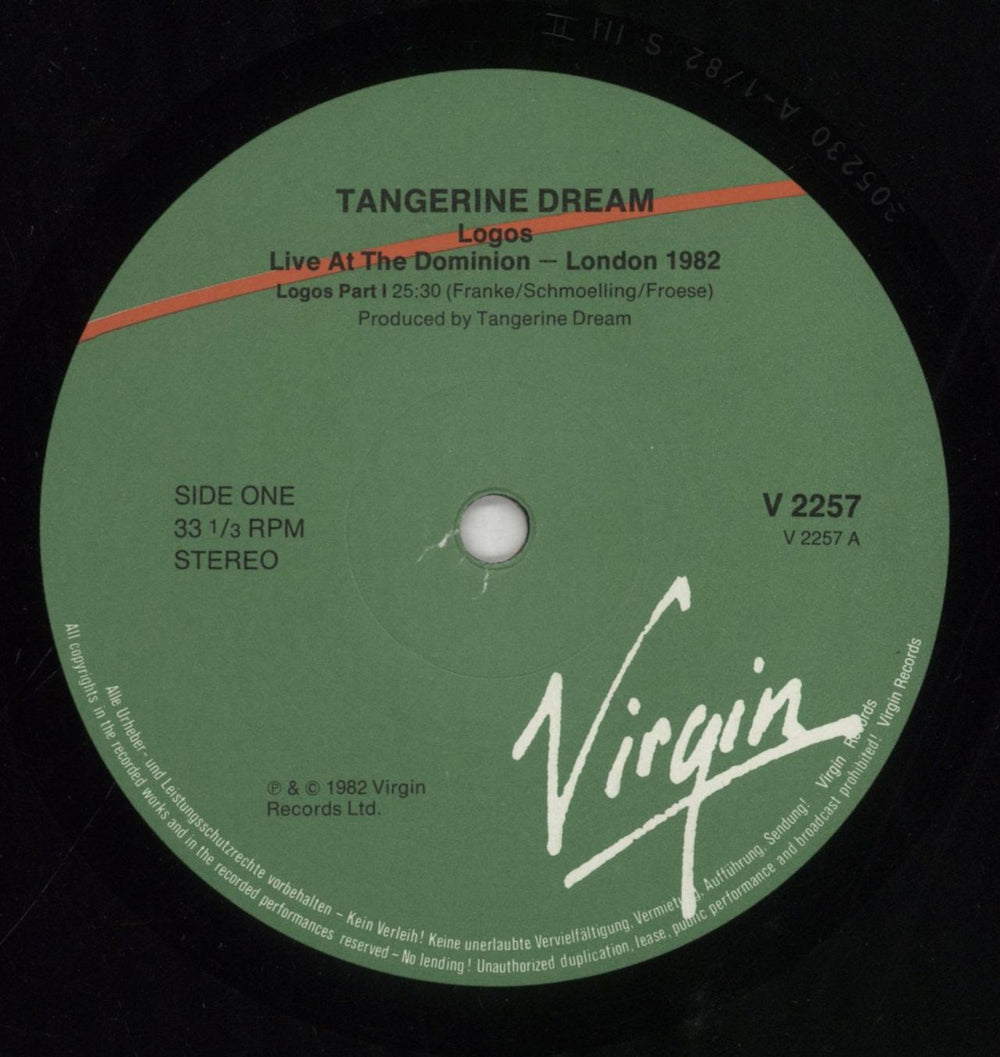 Tangerine Dream Logos - Live At The Dominion - London '82 UK vinyl LP album (LP record) TANLPLO416549