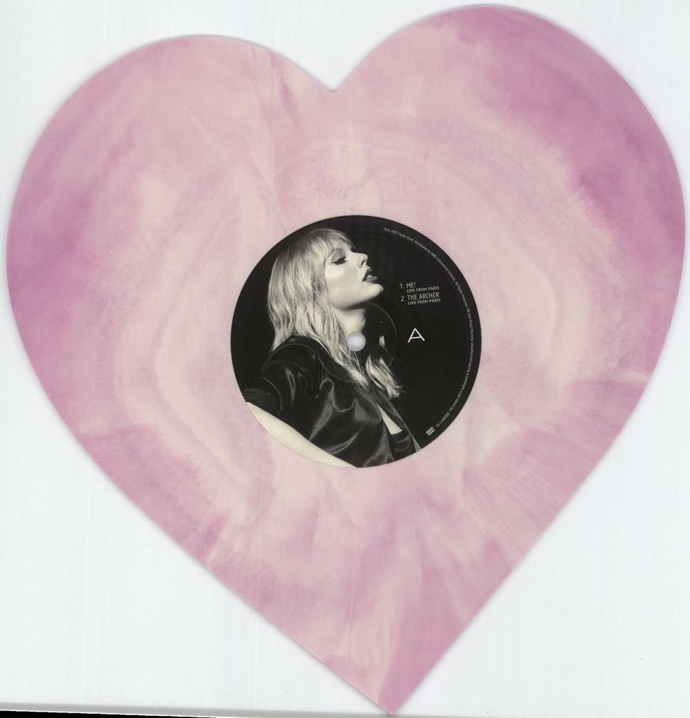 Taylor Swift Lover (Live From Paris) - 1st - 2 x 8" Heart-Shaped Pink & Baby Blue Marbled Vinyl US 8" vinyl single (8 inch record) T5008LO872340