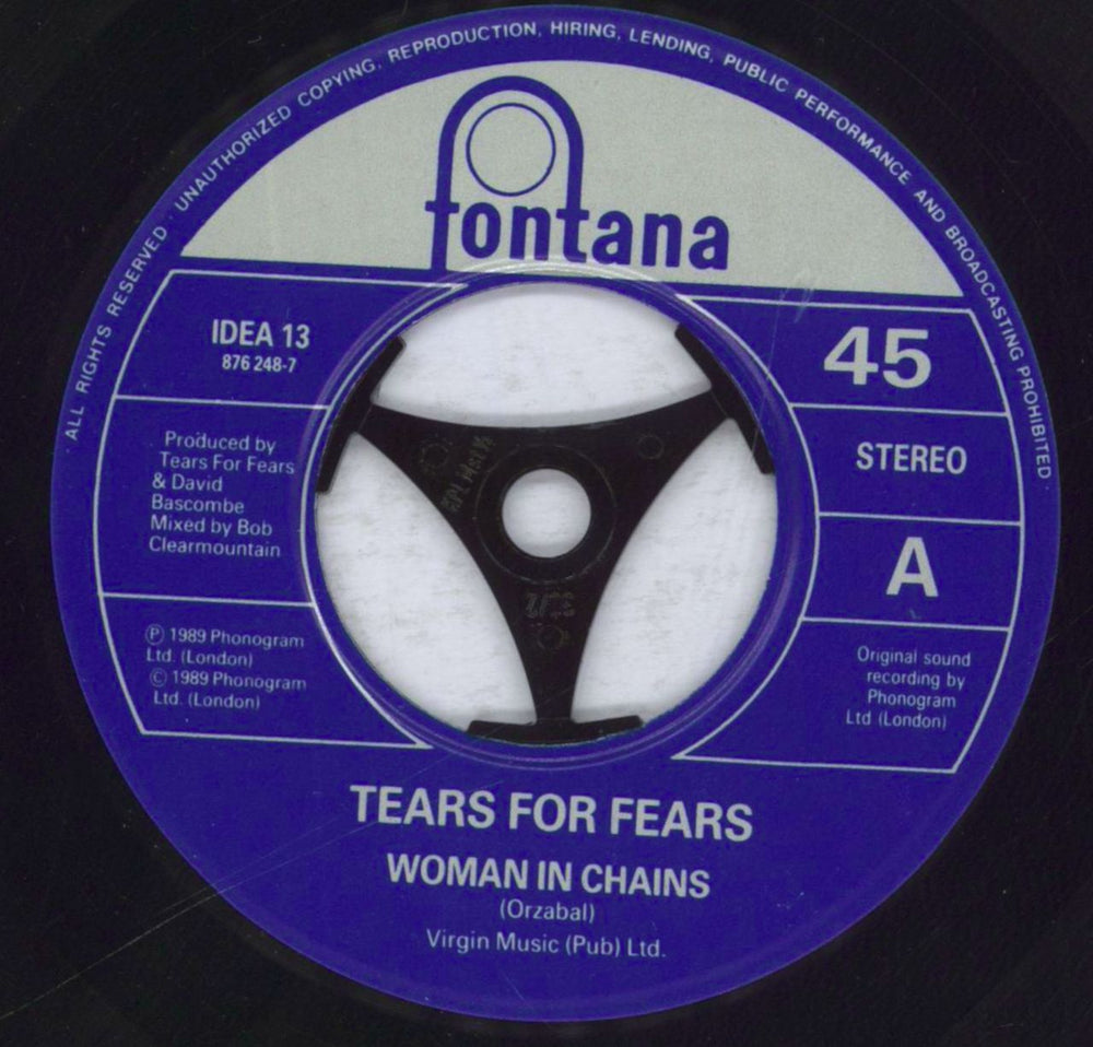 Tears For Fears Woman In Chains UK 7" vinyl single (7 inch record / 45) TFF07WO833366