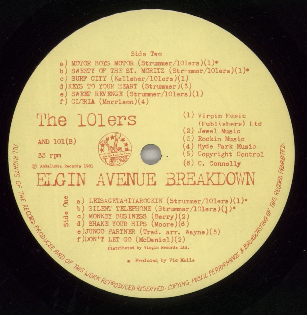 The 101'ers Elgin Avenue Breakdown UK vinyl LP album (LP record) T1ELPEL865262