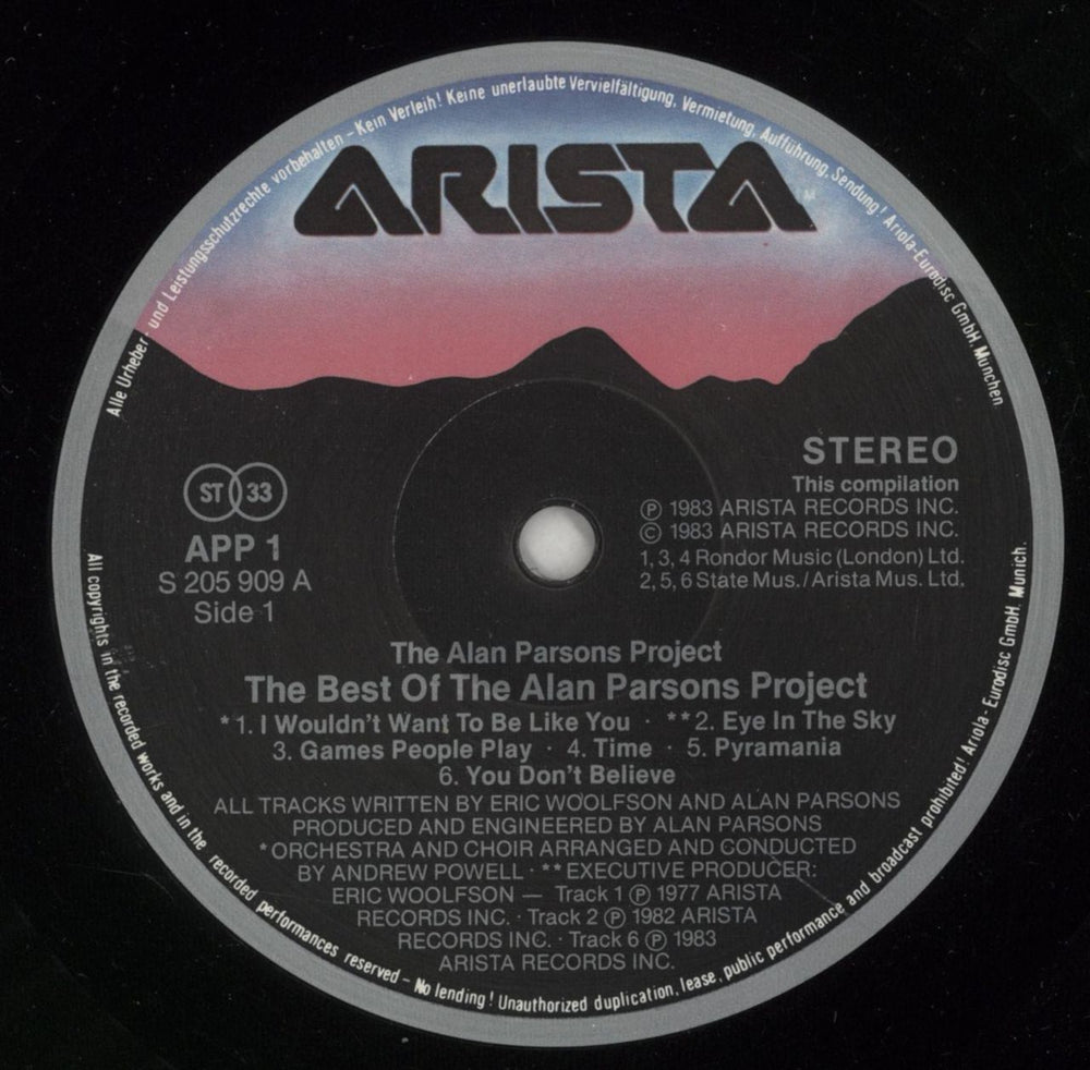 The Alan Parsons Project The Best Of The Alan Parsons Project German vinyl LP album (LP record) TPPLPTH485379