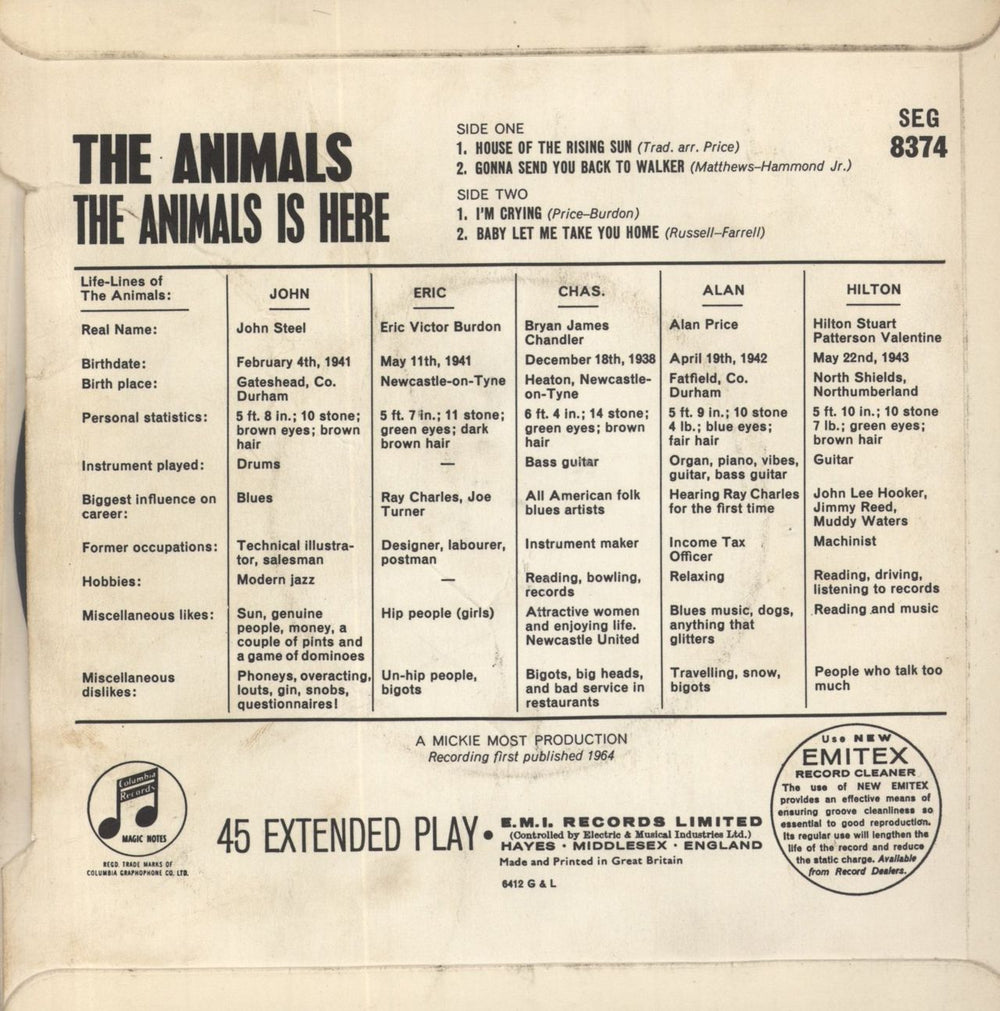 The Animals The Animals Is Here EP UK 7" vinyl single (7 inch record / 45)