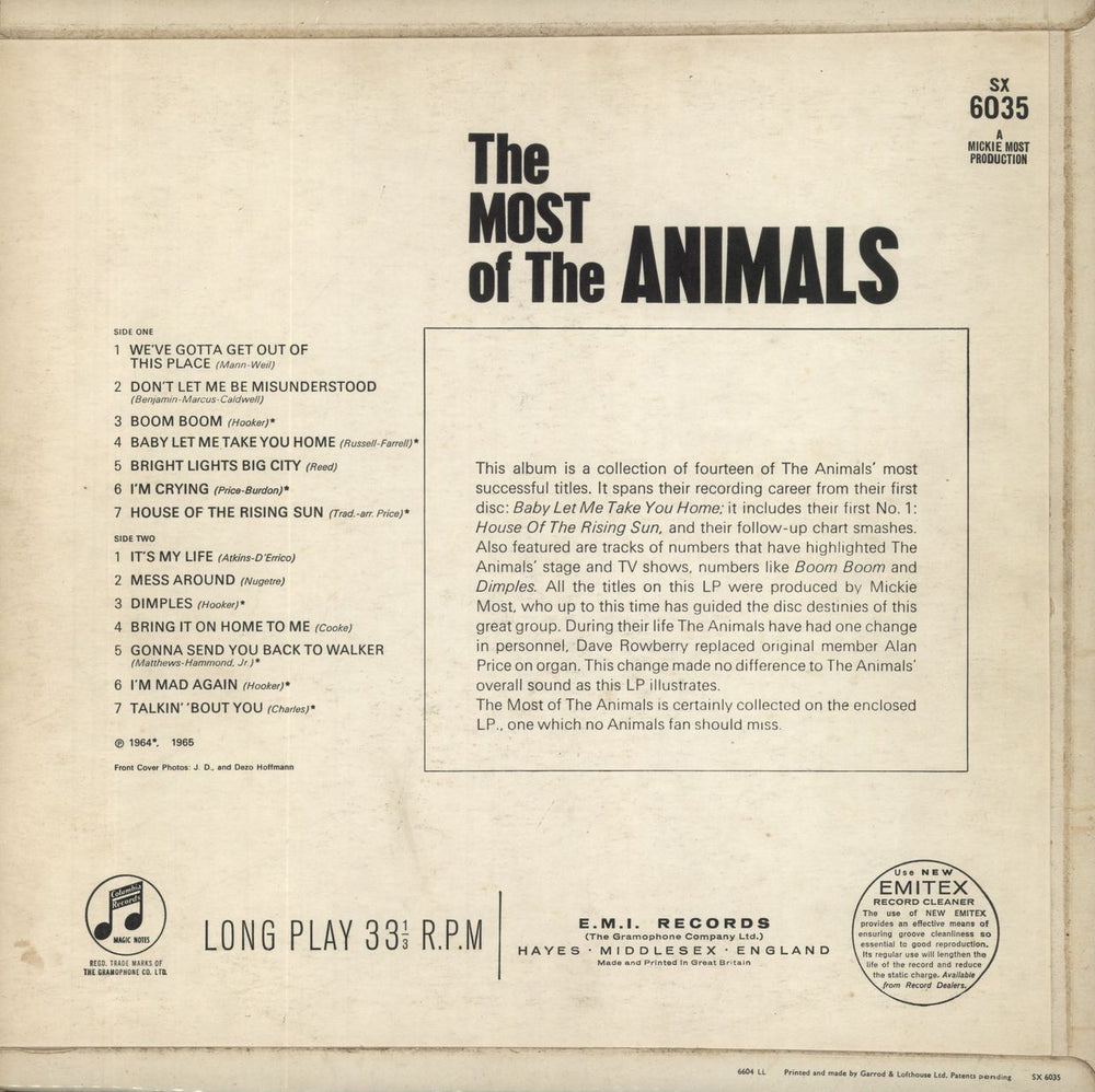 The Animals The Most Of The Animals - 1st - VG UK vinyl LP album (LP record)