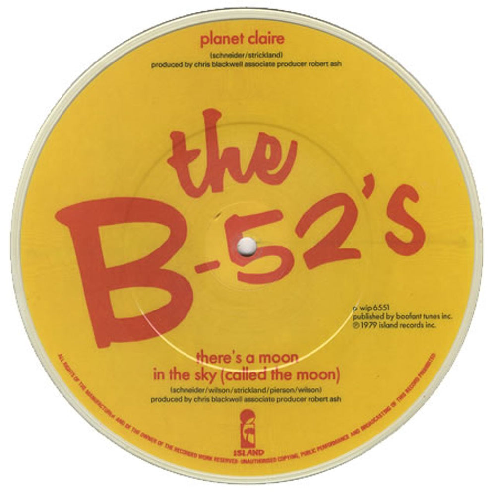 The B-52's Planet Claire UK 7" vinyl picture disc (7 inch picture disc single) B527PPL69401