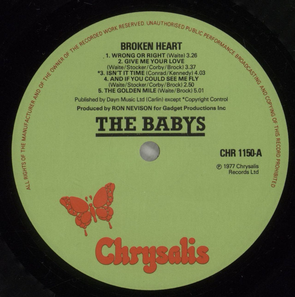 The Babys Broken Heart US vinyl LP album (LP record) BYSLPBR680866