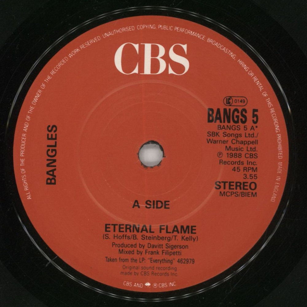 The Bangles Eternal Flame UK 7" vinyl single (7 inch record / 45) BGL07ET273063