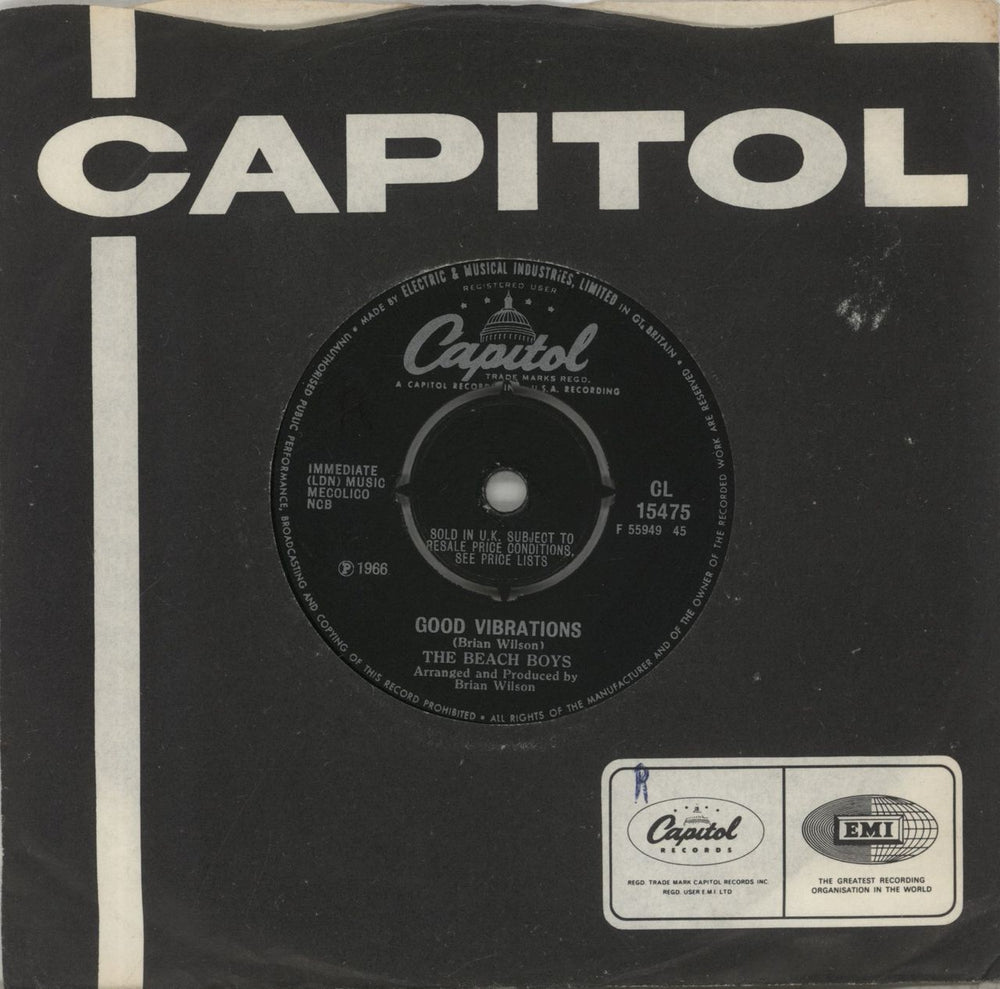 The Beach Boys Good Vibrations - 4 Prong UK 7" vinyl single (7 inch record / 45) CL15475