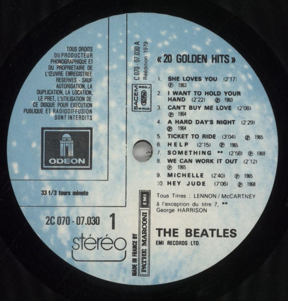 The Beatles 20 Golden Hits - Stickered French vinyl LP album (LP record) BTLLPGO859477