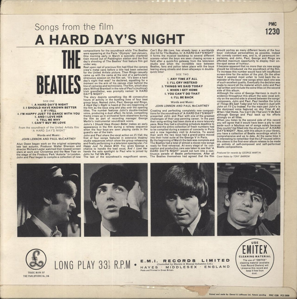 The Beatles A Hard Day's Night - 1st - G&L - VG UK vinyl LP album (LP record)