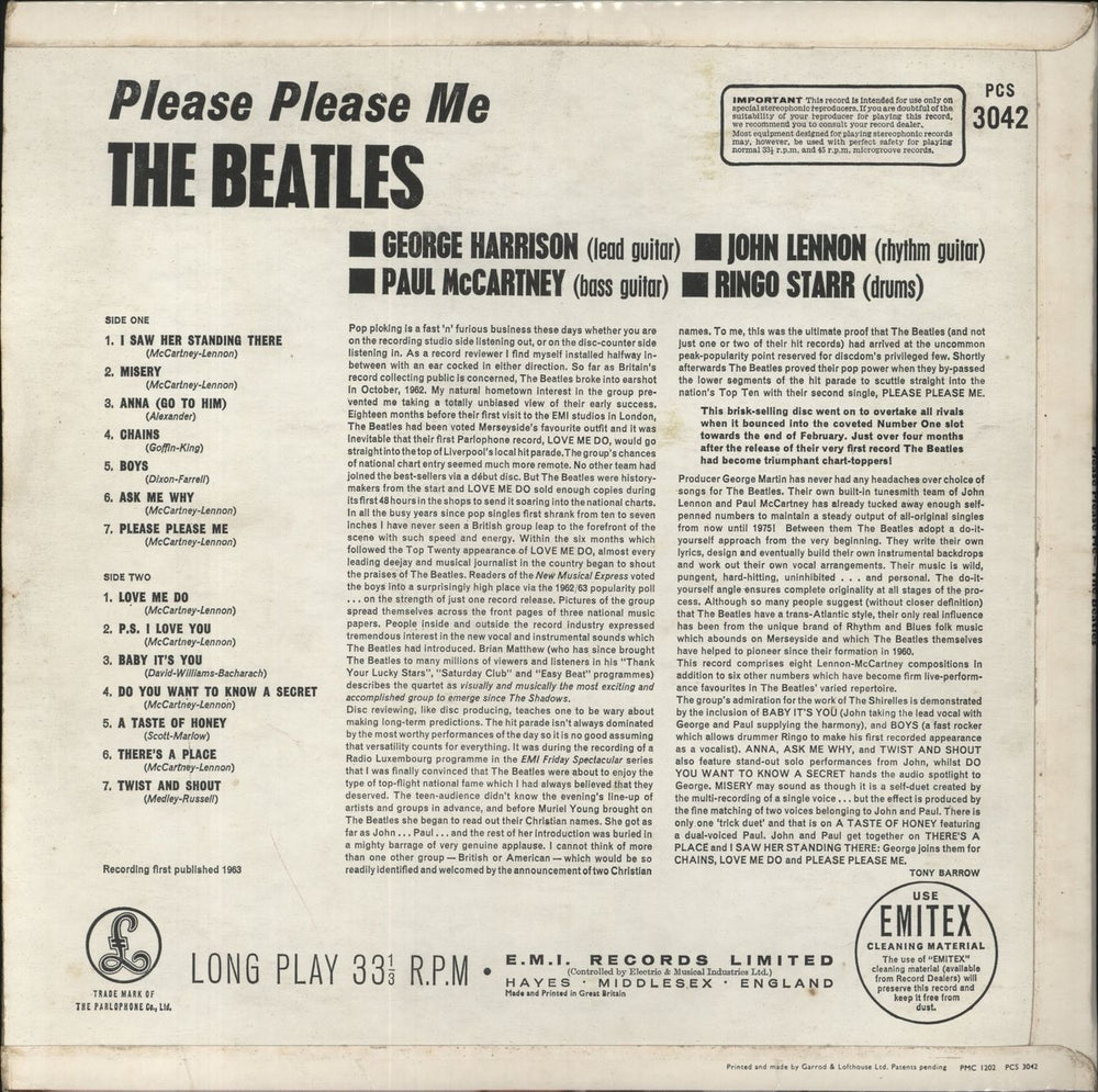 The Beatles Please Please Me - 7th - EX UK vinyl LP album (LP record)