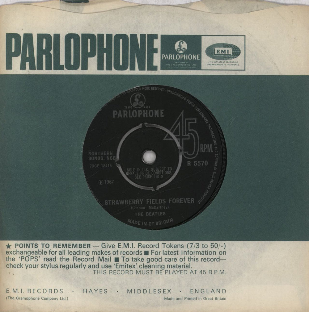 The Beatles Strawberry Fields Forever - 1st - 4pr - EX UK 7" vinyl single (7 inch record / 45) R5570