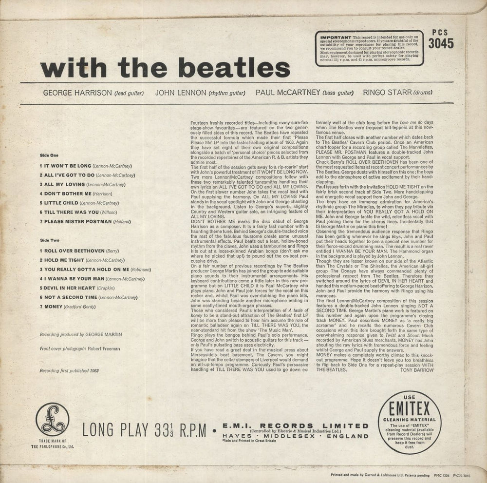 The Beatles With The Beatles - 4th - EX UK vinyl LP album (LP record)