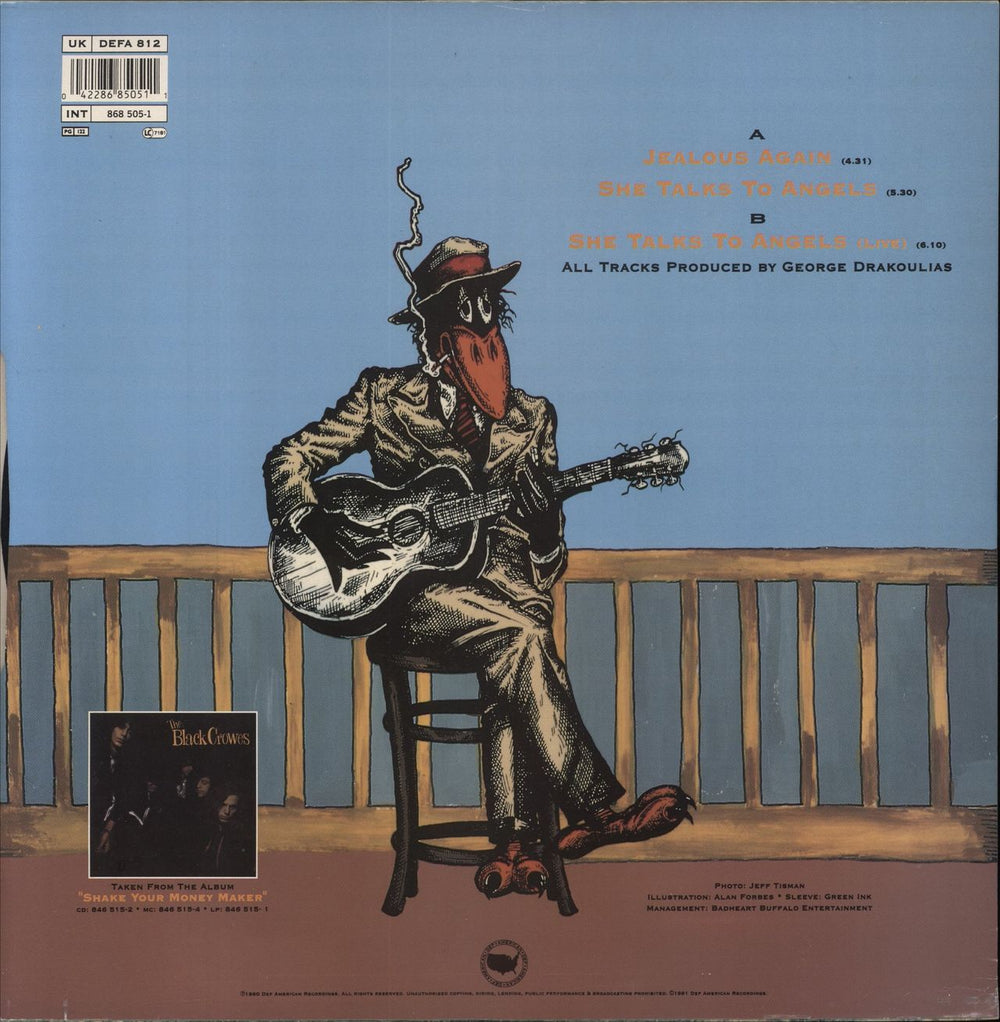 The Black Crowes Jealous Again + Patch - EX UK 12" vinyl single (12 inch record / Maxi-single) 042286850511