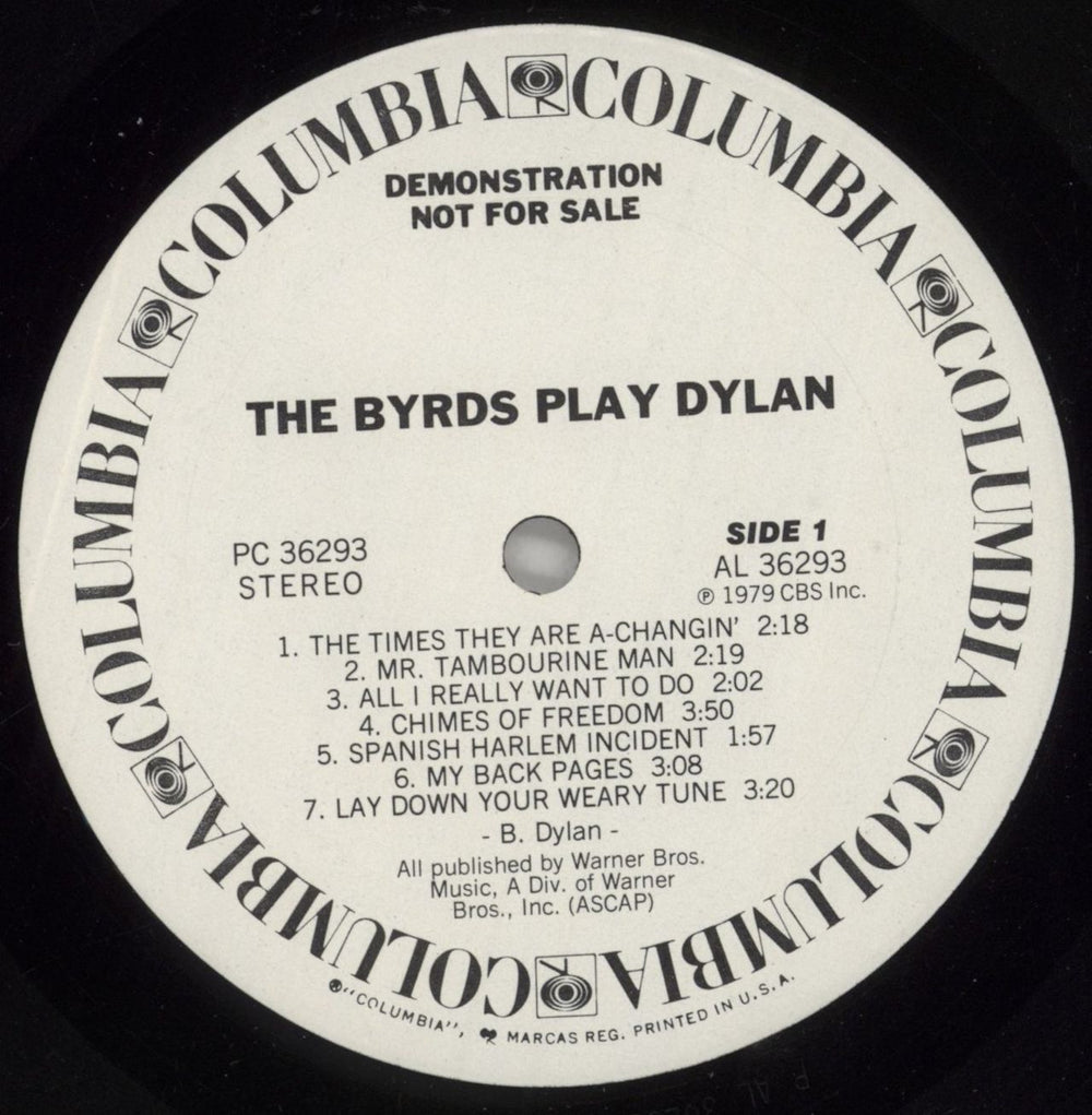 The Byrds The Byrds Play Dylan US Promo vinyl LP album (LP record) BYRLPTH359570