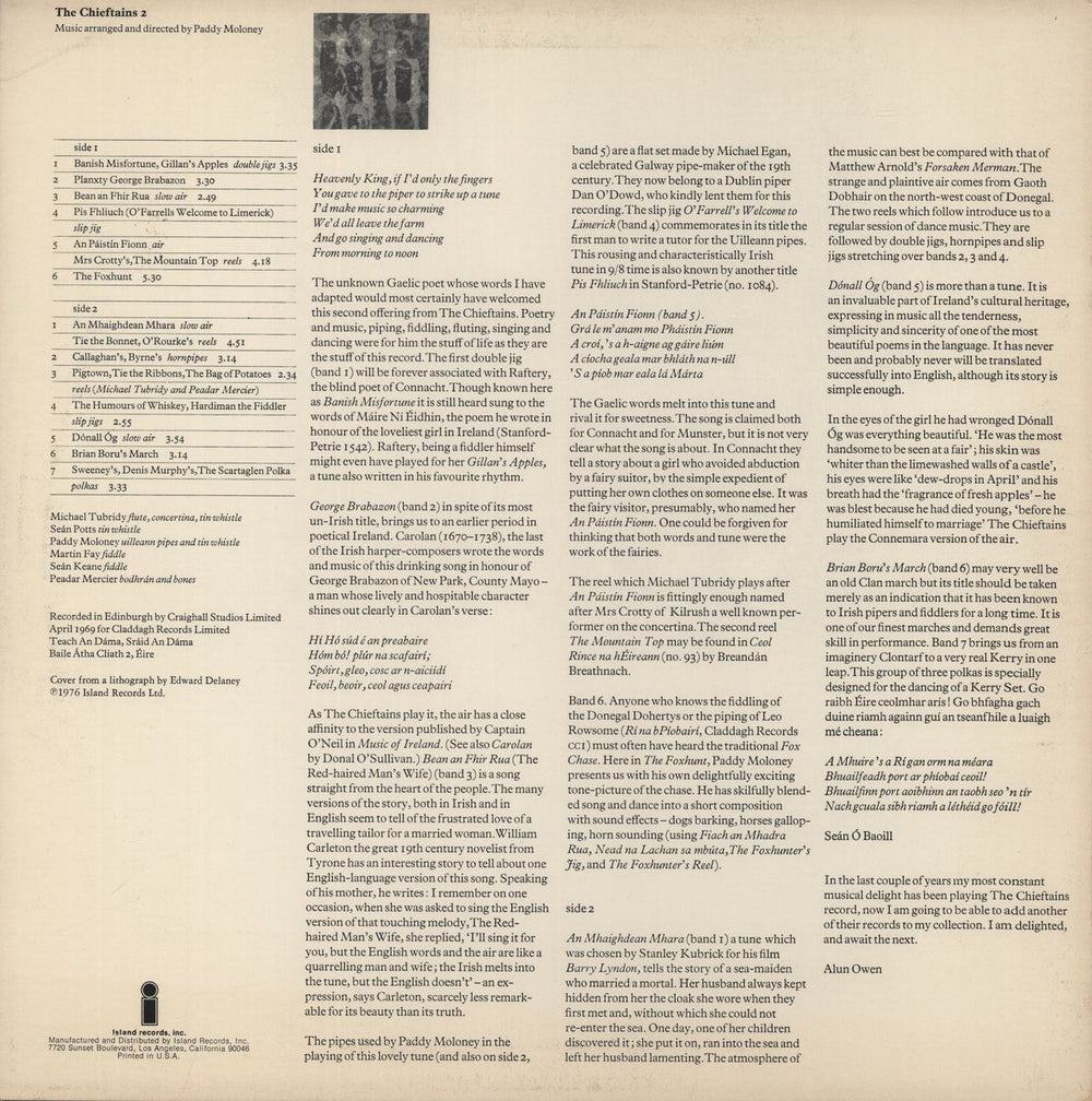 The Chieftains The Chieftains 2 UK vinyl LP album (LP record)