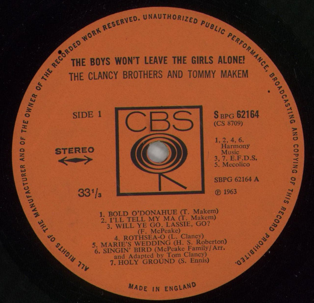 The Clancy Brothers & Tommy Makem The Boys Won't Leave The Girls Alone UK vinyl LP album (LP record) X4TLPTH490347