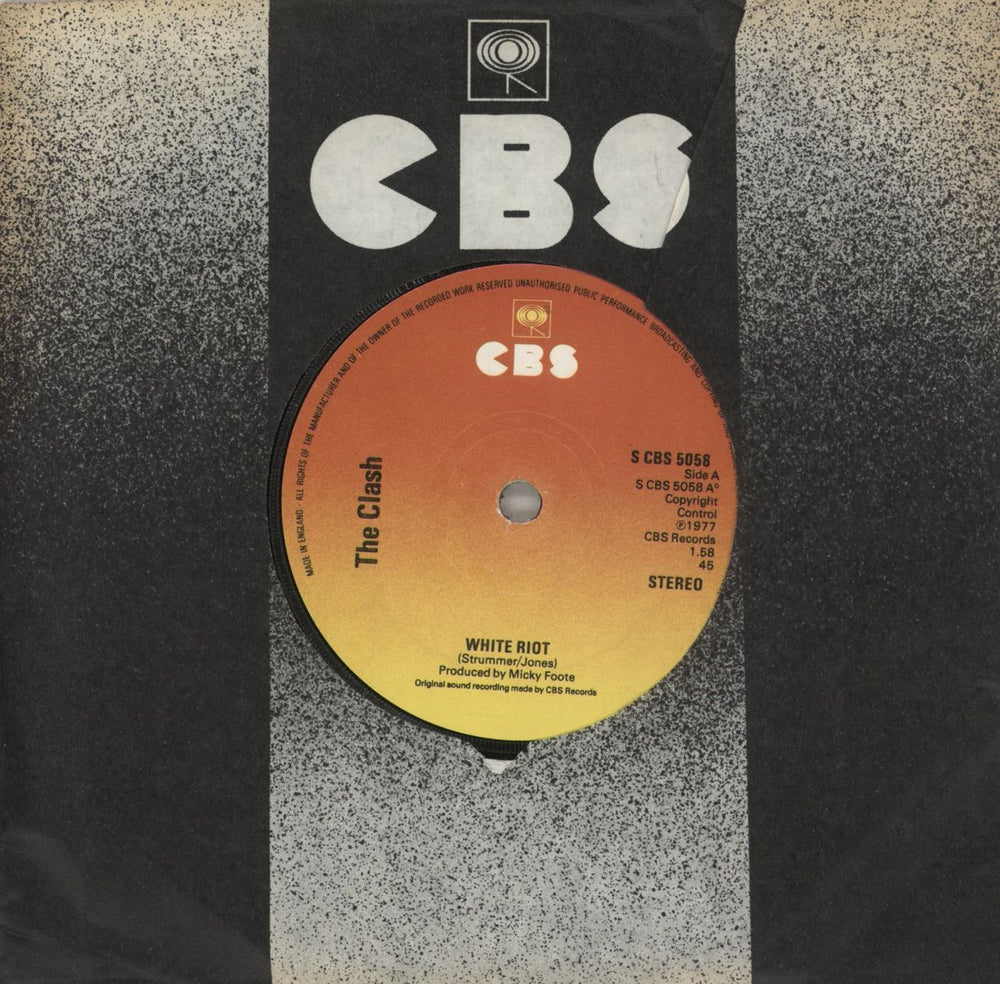The Clash White Riot - 1st UK 7" vinyl single (7 inch record / 45) CBS5058