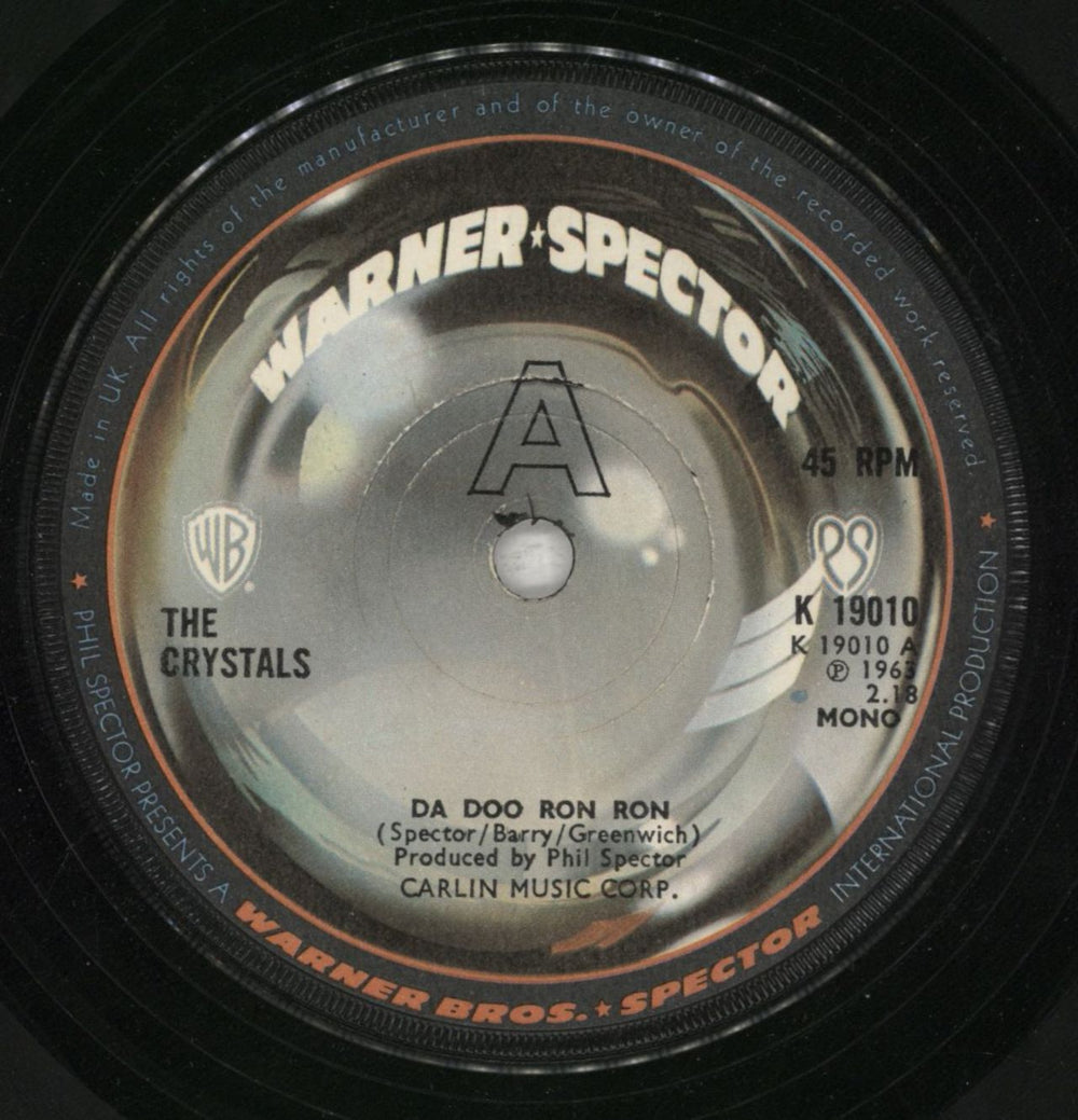 The Crystals Da Doo Ron Ron UK 7" vinyl single (7 inch record / 45) K19010