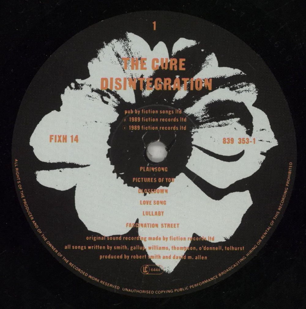 The Cure Disintegration - 1st + Hype/Price Stickers UK vinyl LP album (LP record) CURLPDI868745