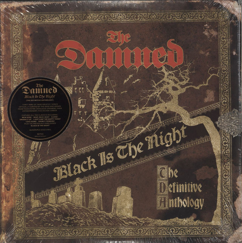 The Damned Black Is The Night (The Definitive Anthology) - Gold Vinyl - Sealed UK 4-LP vinyl album record set BMGCAT409QLP