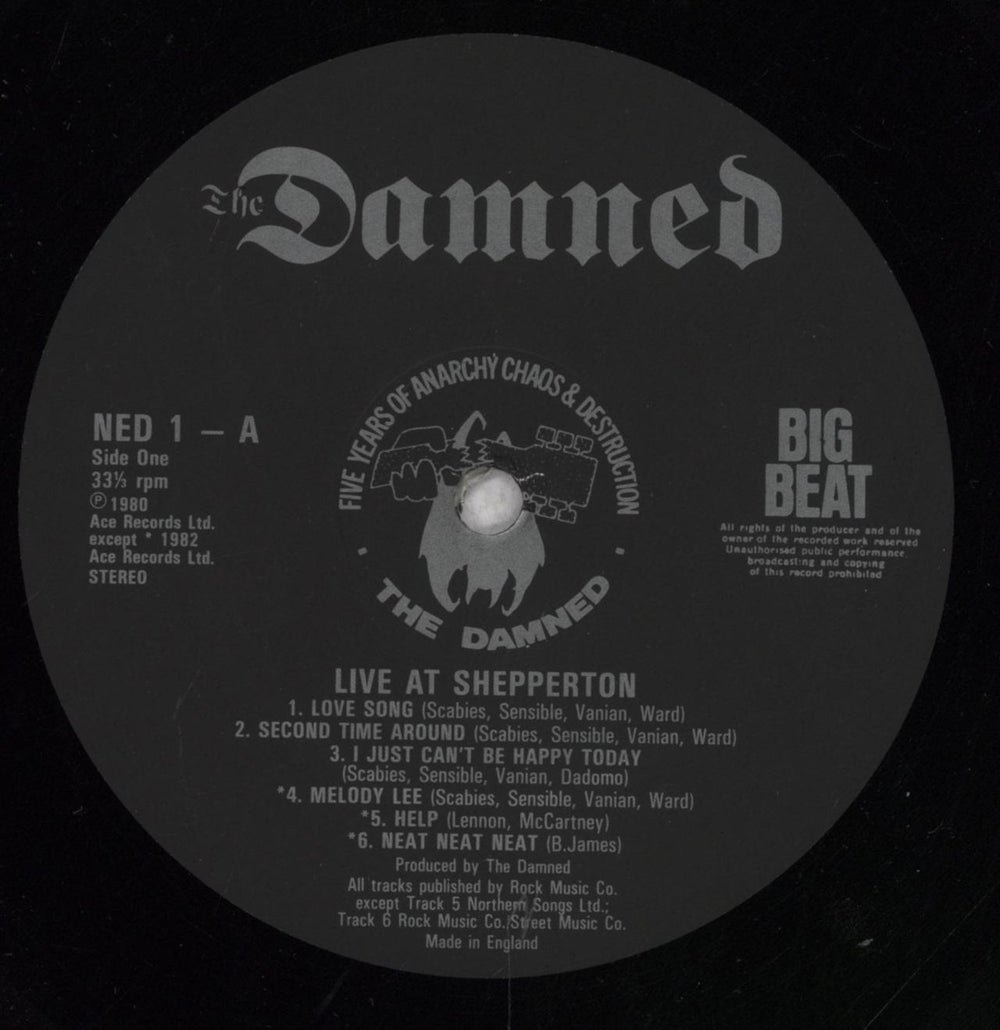 The Damned Live Shepperton 1980 - Big Beat Label UK vinyl LP album (LP record) DAMLPLI846287
