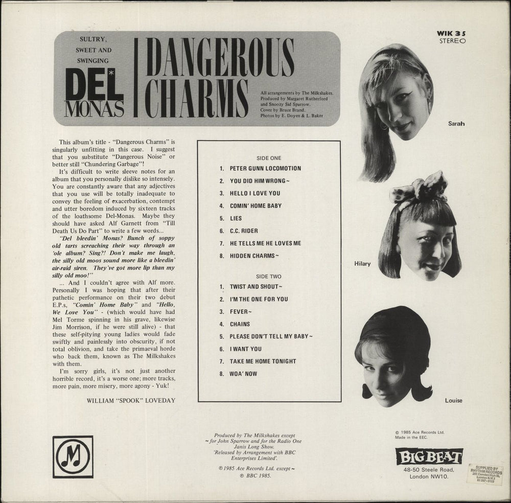 The Delmonas Dangerous Charms UK vinyl LP album (LP record)