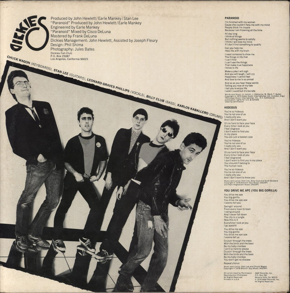 The Dickies Paranoid - White Vinyl US 10" vinyl single (10 inch record)