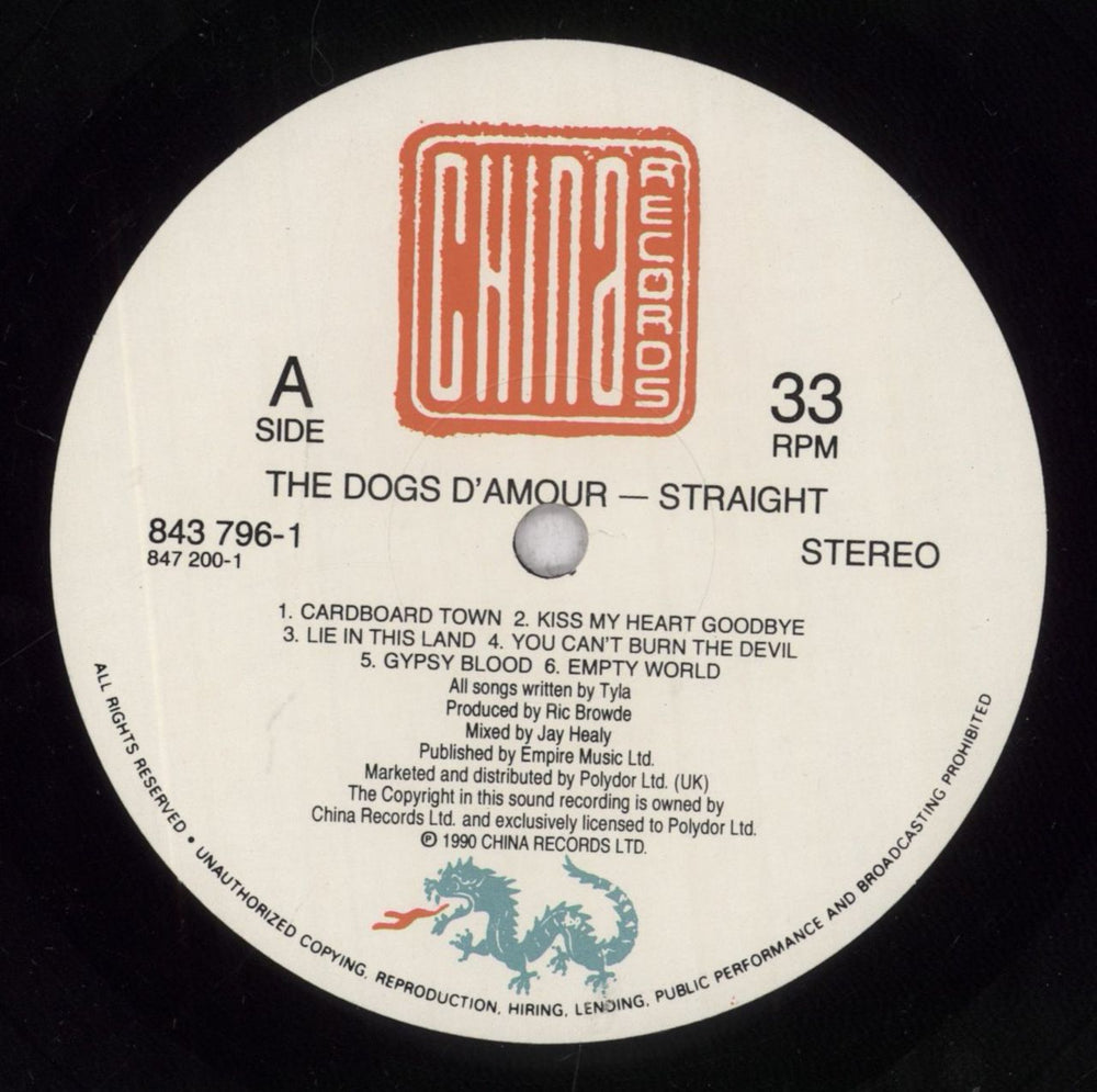 The Dogs D'Amour Straight UK vinyl LP album (LP record) DOGLPST500485