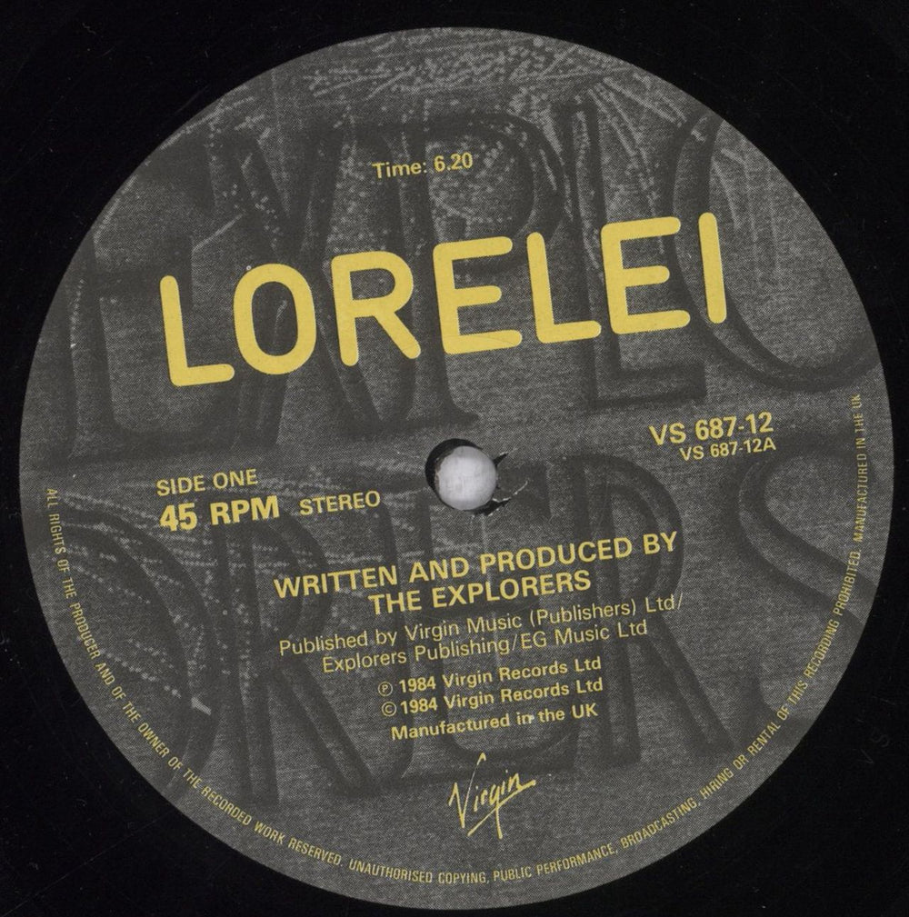 The Explorers Lorelei UK 12" vinyl single (12 inch record / Maxi-single) EXR12LO839148