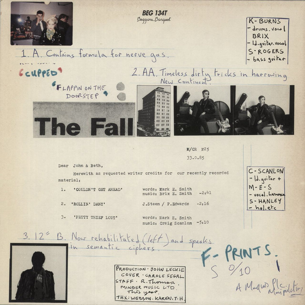 The Fall Couldn't Get Ahead & Rollin' Dany UK 12" vinyl single (12 inch record / Maxi-single)