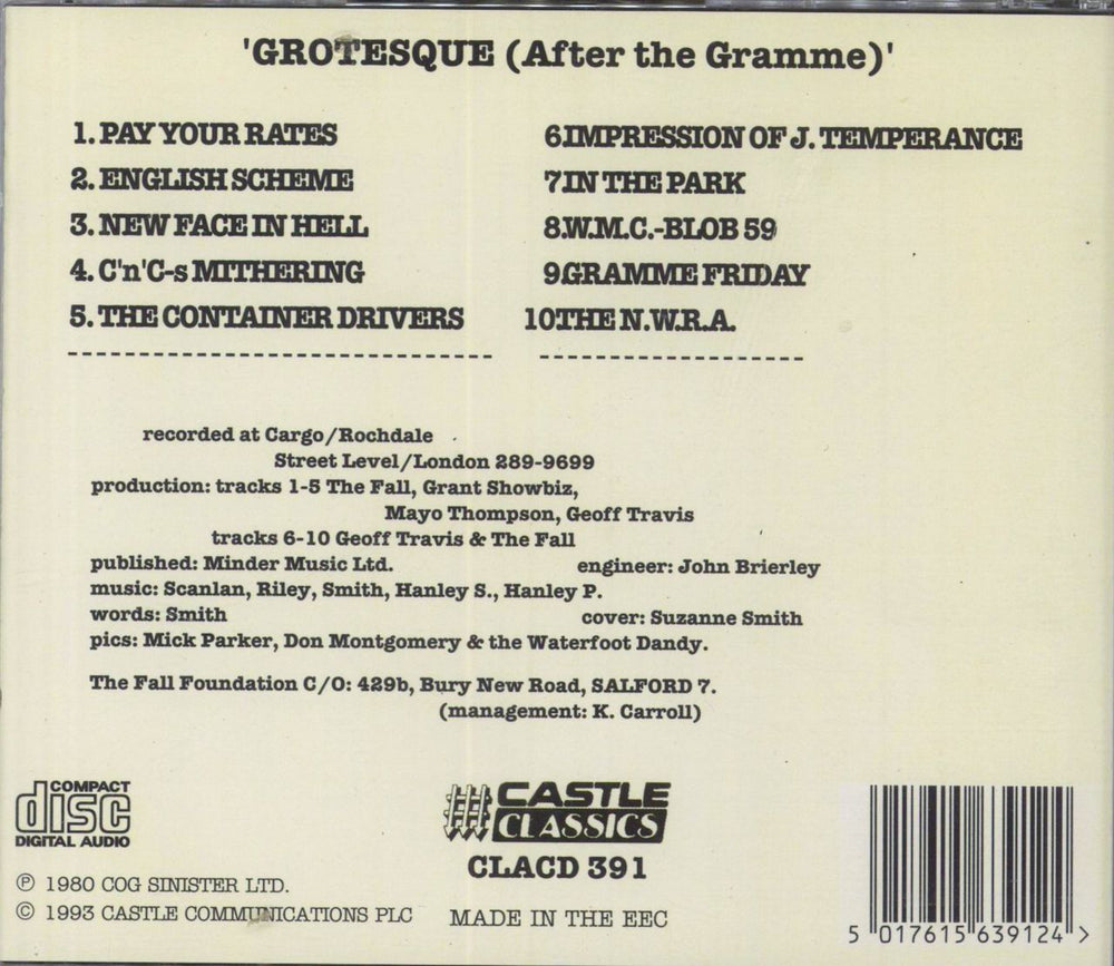 The Fall Grotesque [After The Gramme] UK CD album (CDLP) 5017615639124