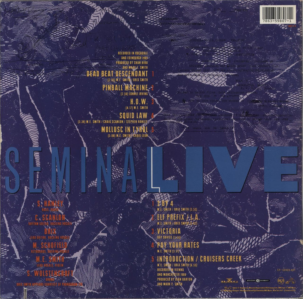 The Fall Seminal Live US vinyl LP album (LP record) 078635980714