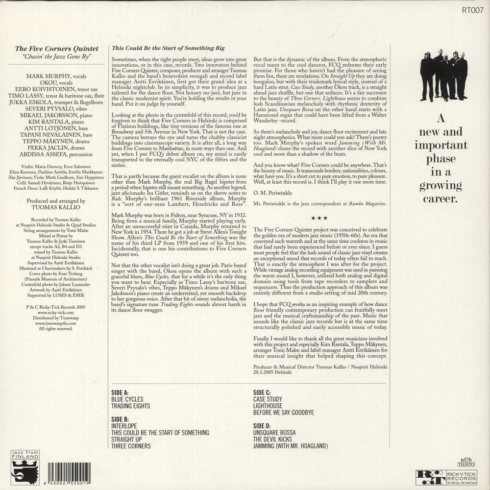 The Five Corners Quintet Chasin’ The Jazz Gone By Finnish 2-LP vinyl record set (Double LP Album) 6430021550019