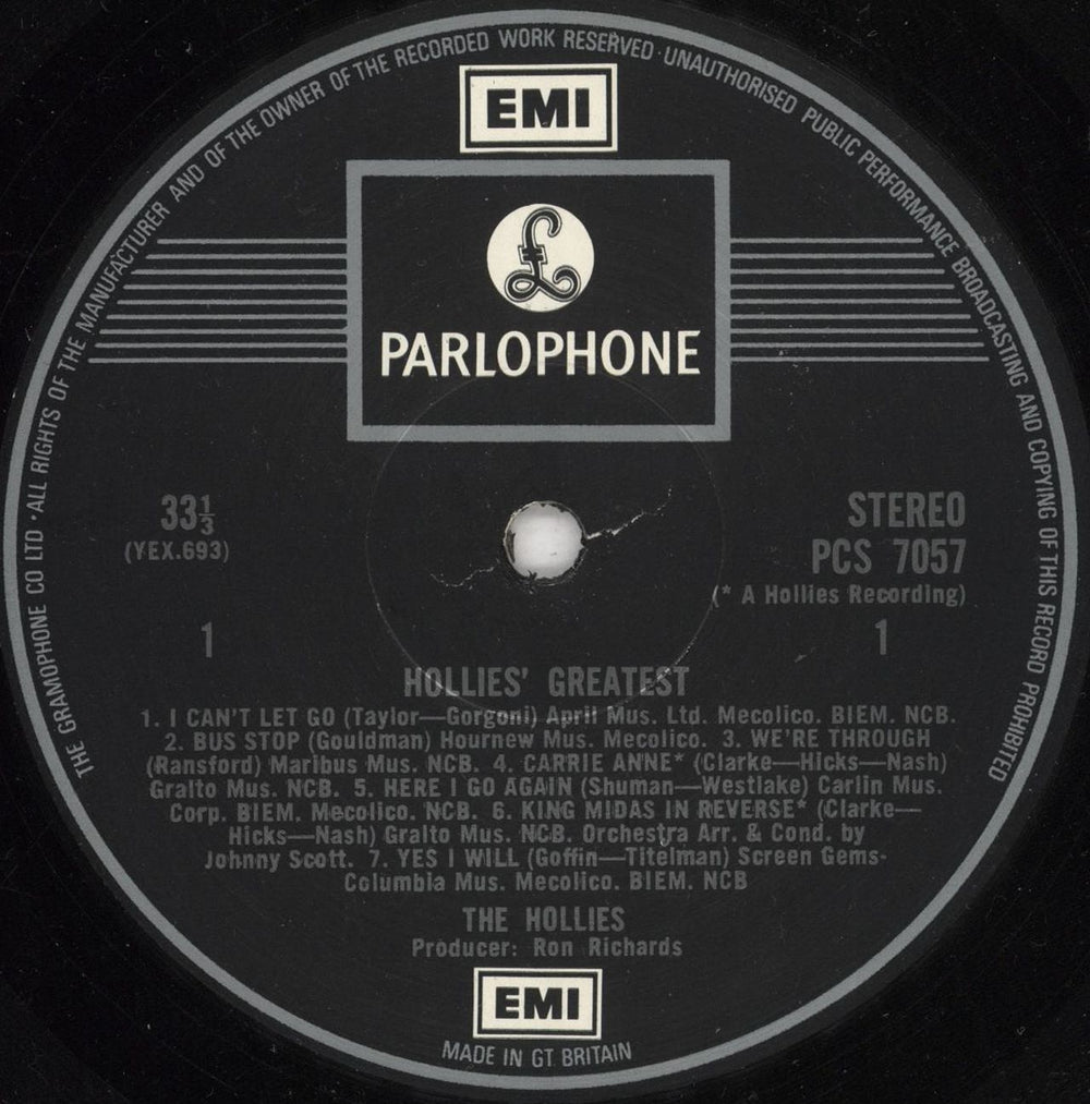 The Hollies Hollies' Greatest - Two EMI Box Label - Gramophone Co UK vinyl LP album (LP record) HLLLPHO596746