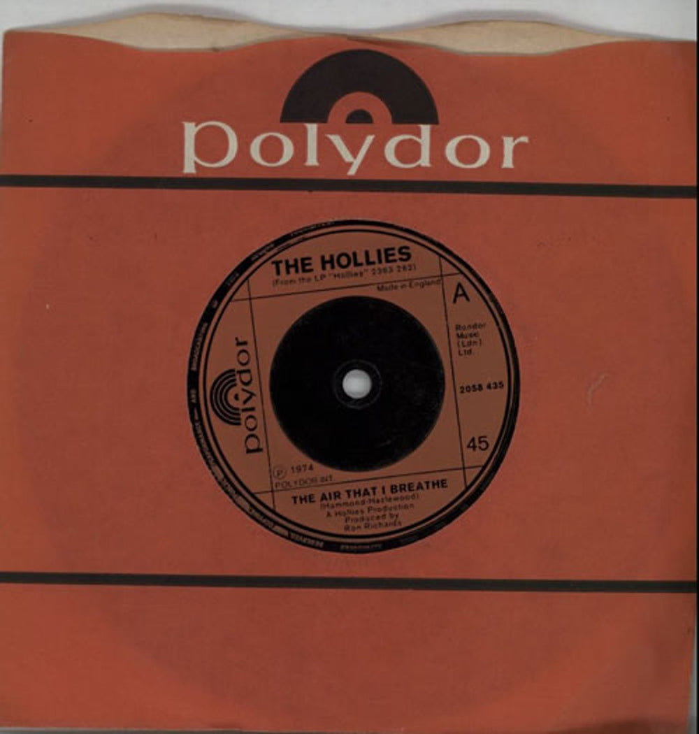 The Hollies The Air That I Breathe UK 7" vinyl single (7 inch record / 45) 2058435