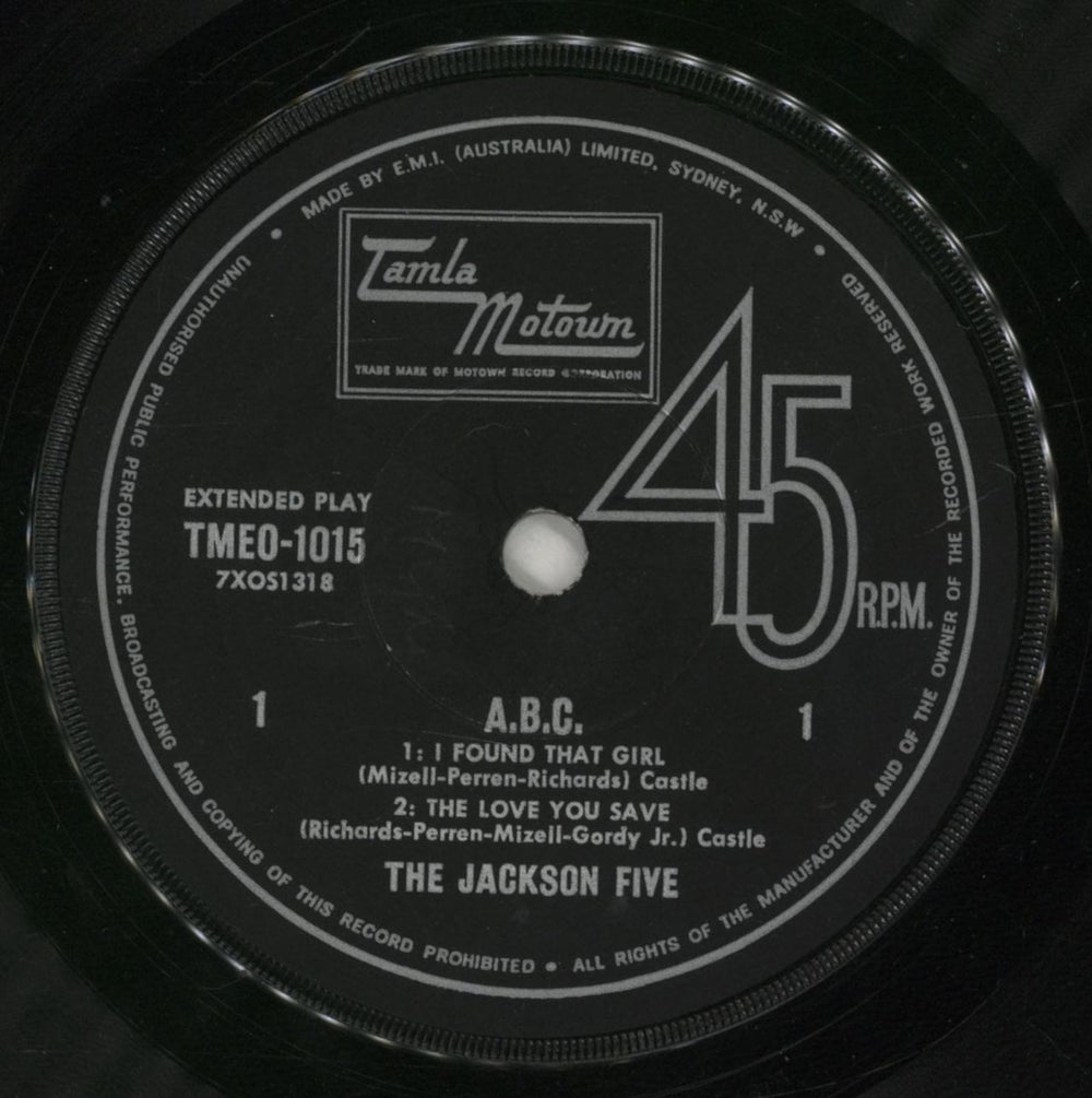 The Jackson Five ABC - VG Australian 7" vinyl single (7 inch record / 45) JKS07AB862867
