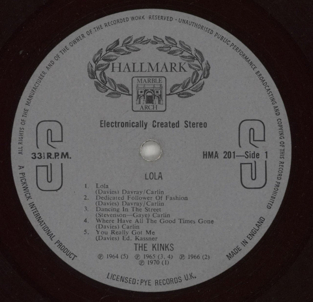 The Kinks Lola UK vinyl LP album (LP record) KINLPLO228633