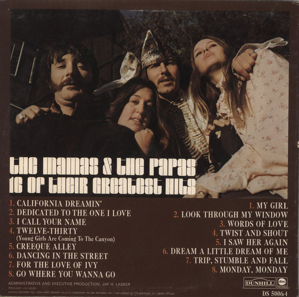 The Mama's And The Papa's 16 Of Their Greatest Hits US vinyl LP album (LP record)