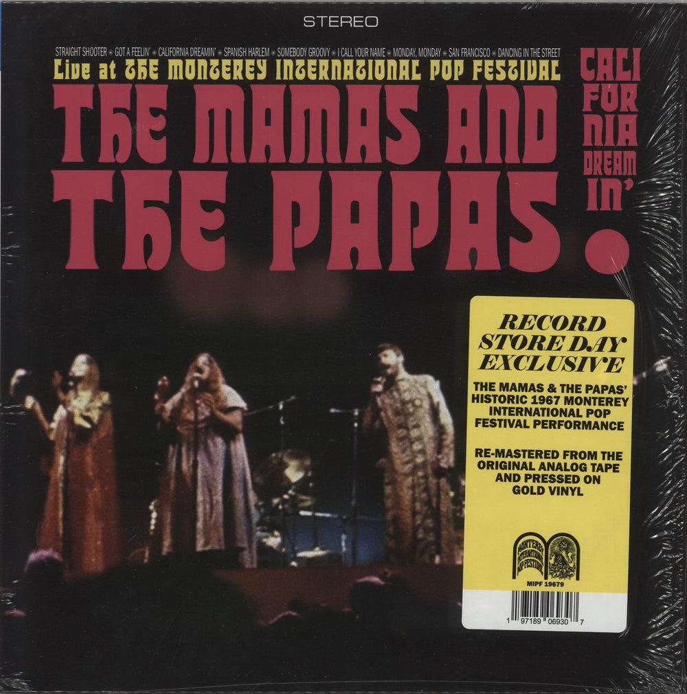 The Mama's And The Papa's California Dreamin' [Live At The Monterey International Pop Festival] - RSD23 - Gold Vinyl UK vinyl LP album (LP record) MIPF1967-9