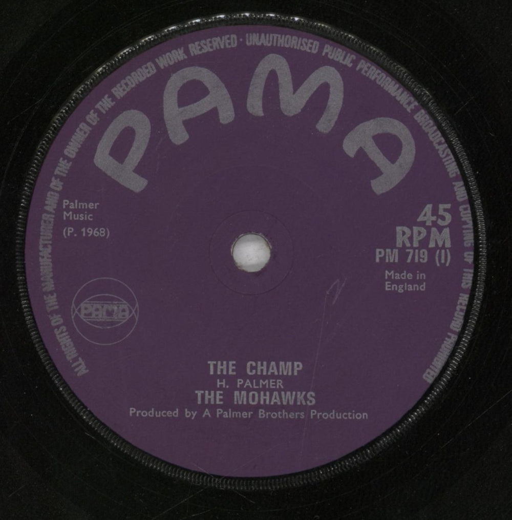 The Mohawks The Champ UK 7" vinyl single (7 inch record / 45) PM719