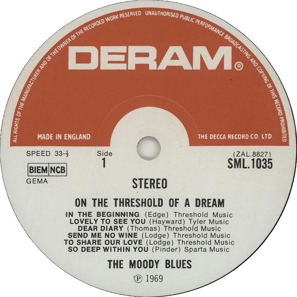 The Moody Blues On The Threshold Of A Dream - 3rd UK vinyl LP album (LP record) MBLLPON172994