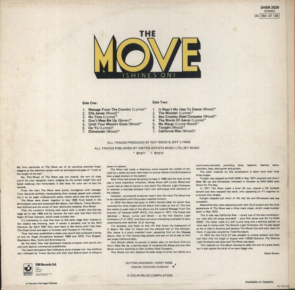 The Move Shines On UK vinyl LP album (LP record)