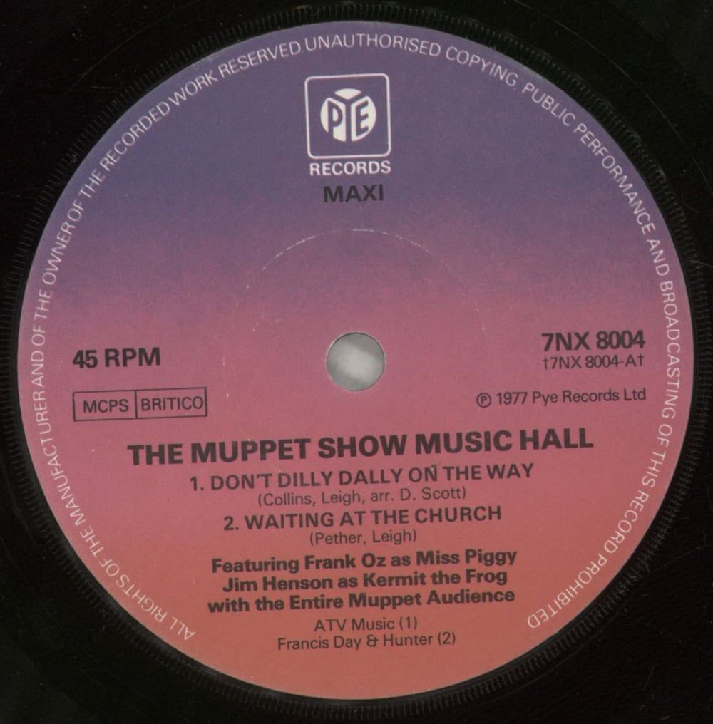 The Muppets The Muppet Show Music Hall UK 7" vinyl single (7 inch record / 45) MUP07TH130860
