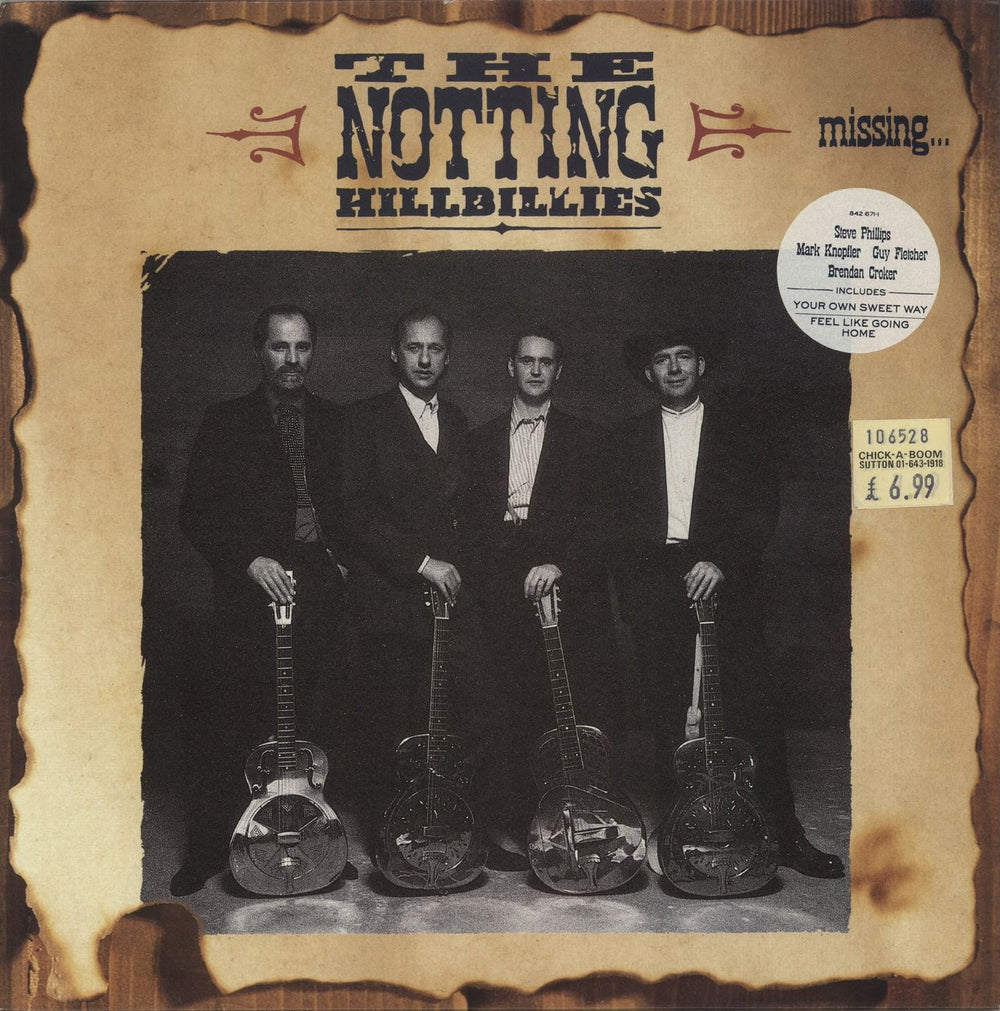 The Notting Hillbillies Missing... - Hype Stickered Sleeve UK vinyl LP album (LP record) 842671-1