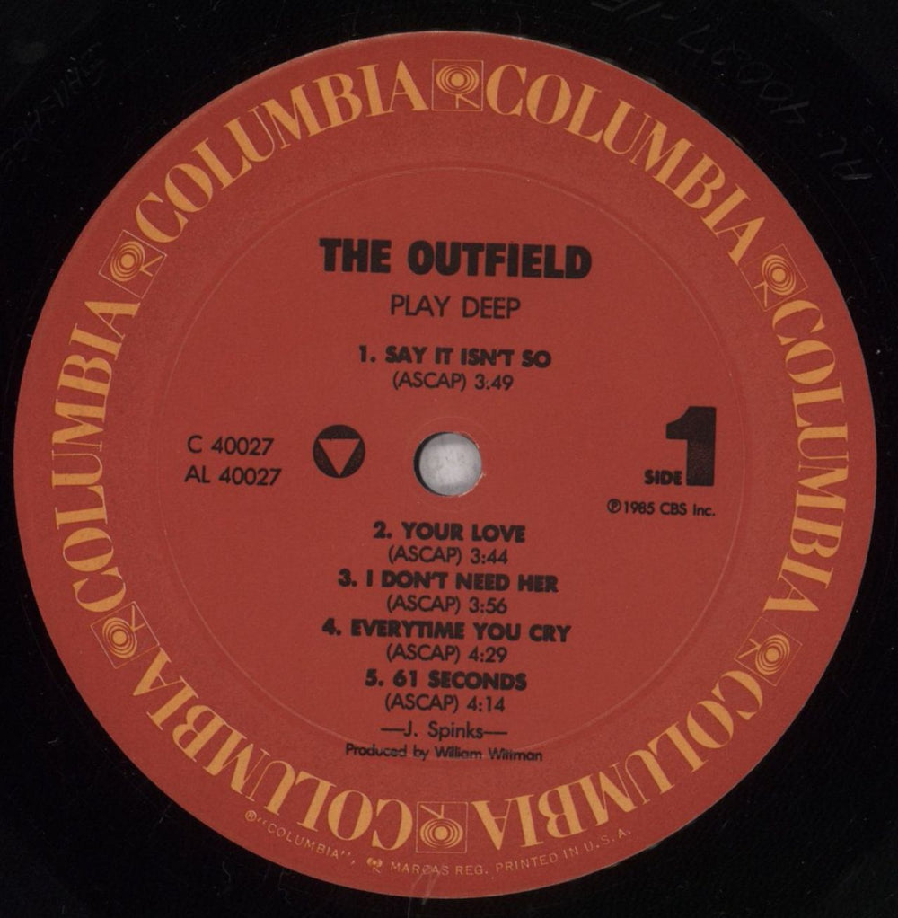 The Outfield Play Deep US vinyl LP album (LP record) OFDLPPL837691