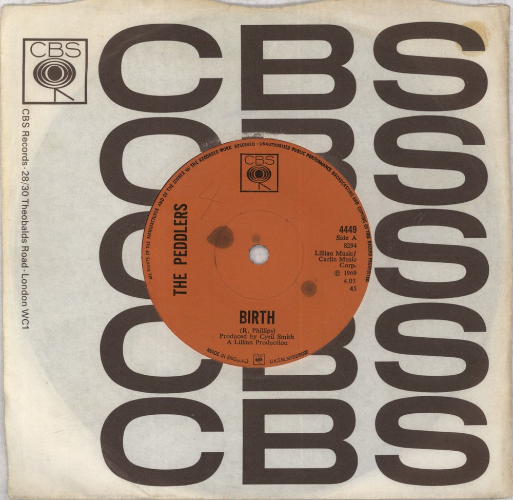 The Peddlers Birth UK Promo 7" vinyl single (7 inch record / 45) 4449