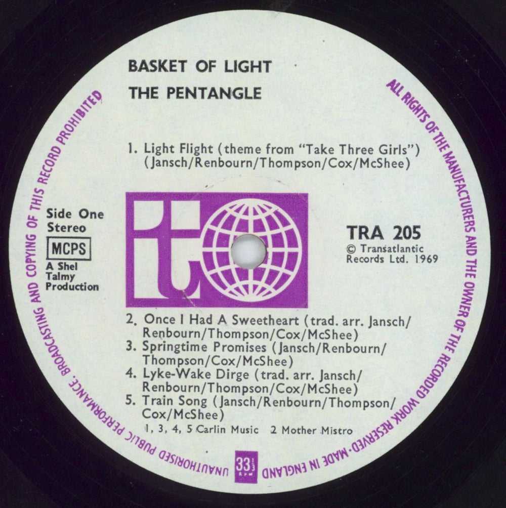 The Pentangle Basket Of Light - 2nd - VG UK vinyl LP album (LP record) PNTLPBA676226